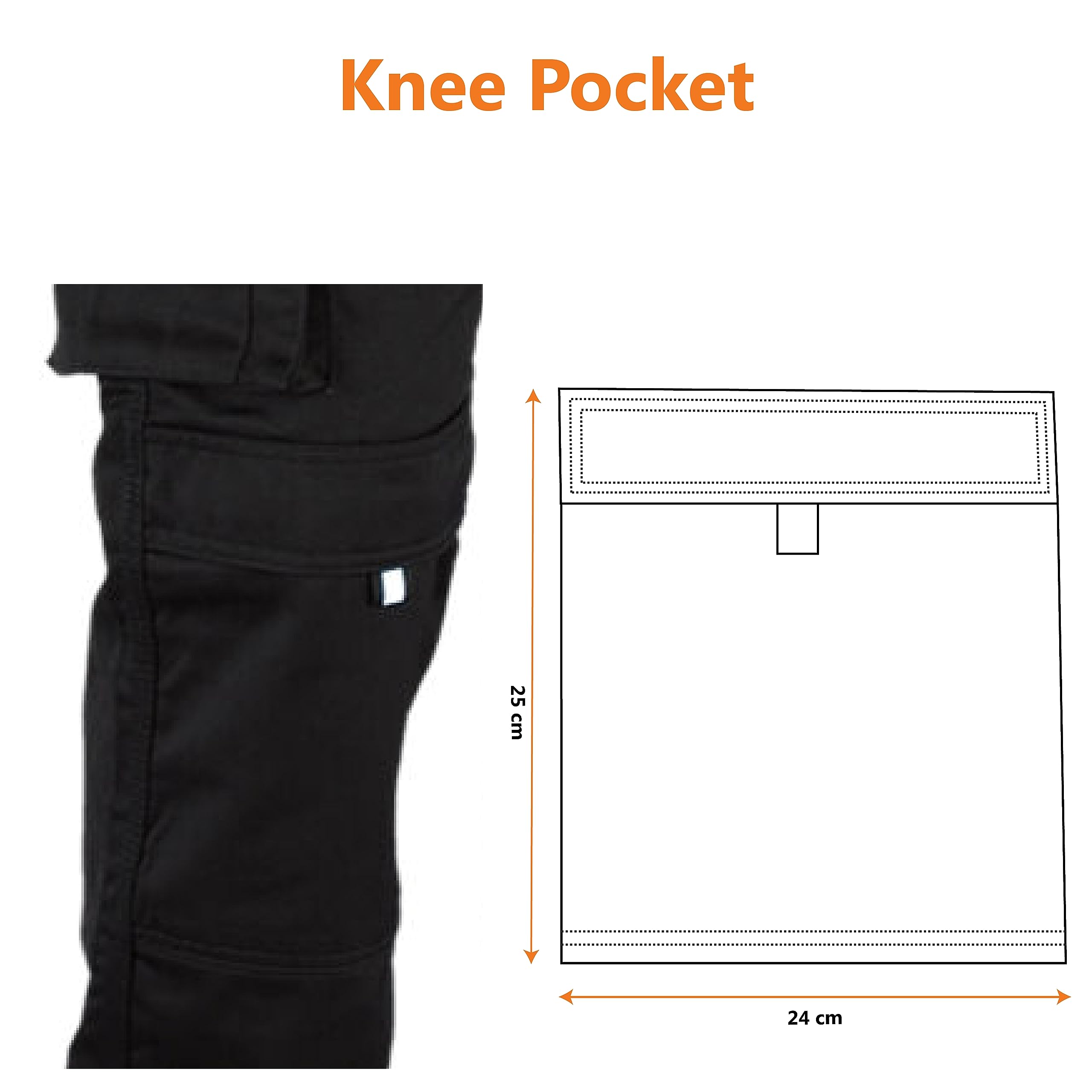 WrightFits Men Pro-11 Work Trousers Black - Heavy Duty Safety Combat Cargo Pant - Multi Pockets & Knee Pad Pockets - Triple Stitched -Durable Work wear (34W X 31L, Black)